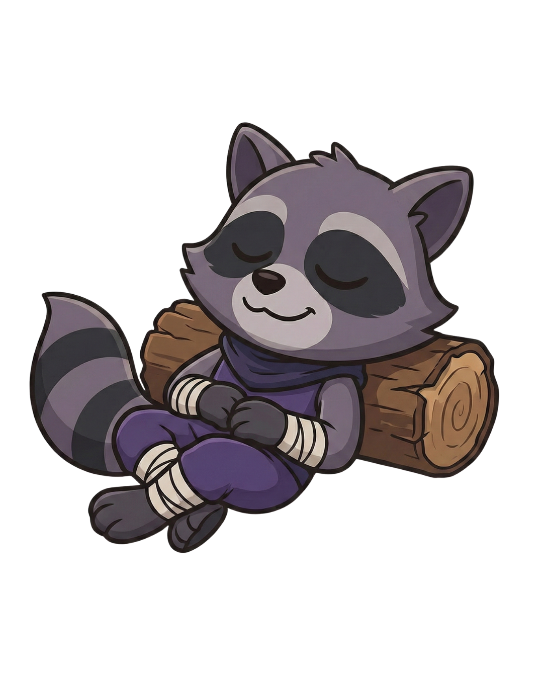 Fox sleeping on a log